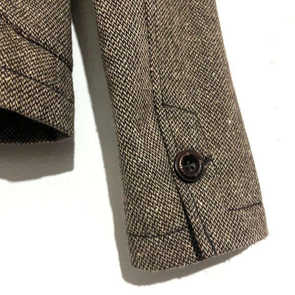 Sisley Tan Brown Italian Tweed Fitted Wool Blazer Jacket - Picture 10 of 13